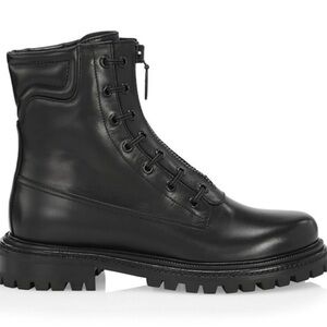 Aquazzura Black Leather Combat Boots